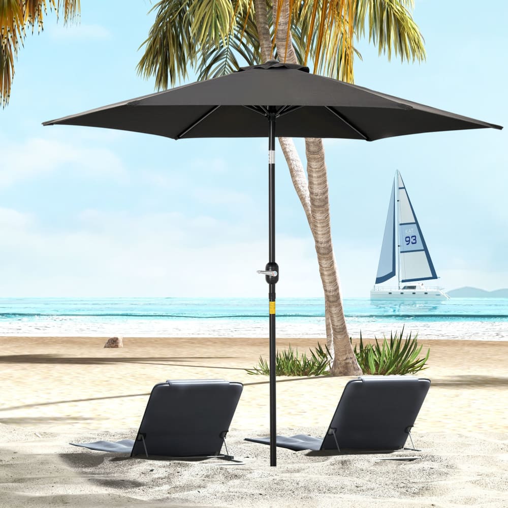 Outsunny - Parasol droit manivelle aluminium noir