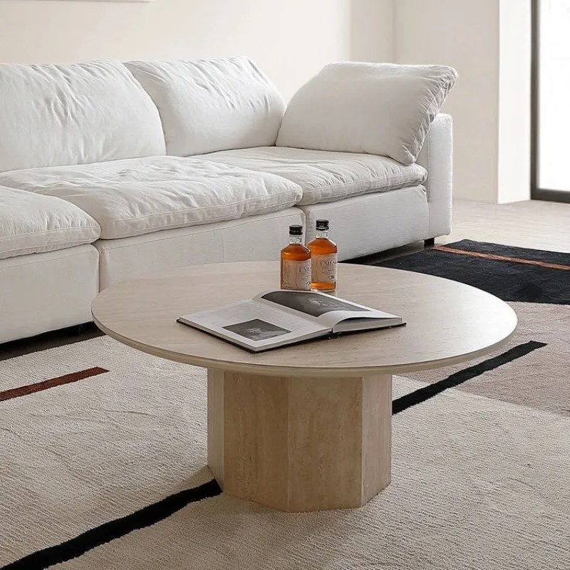 Wabi-Sabi Round Travertine Table