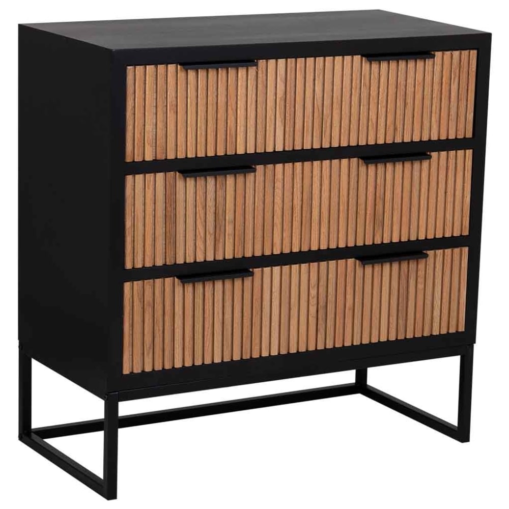 Saori - Commode 3 tiroirs bois et métal 80x39,5x81h cm