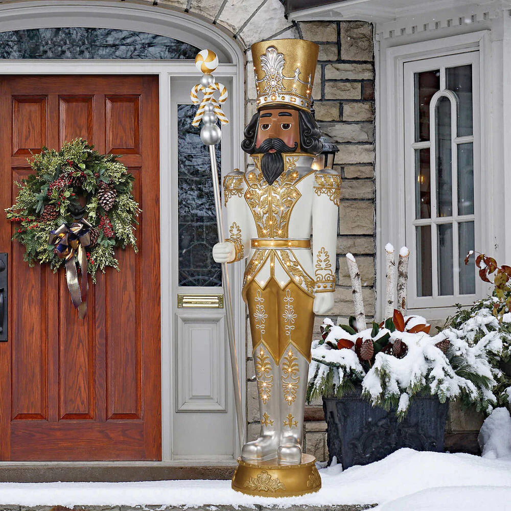 8' LED Metallic Grand Nutcracker with Music - Christmas Decoration Outdoor