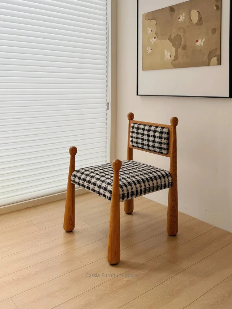 Vintage Solid Wood Upholstered Chair