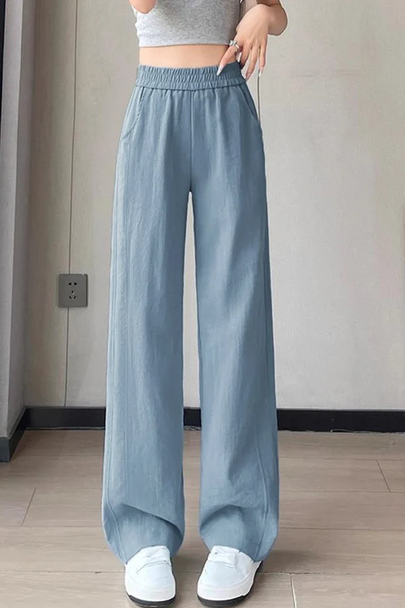Casual Denim High Waist Straight Leg Pants - gazingly