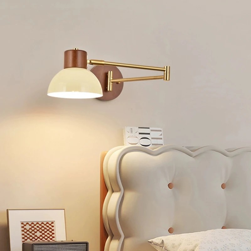 Wooden Swing Arm Wall Light