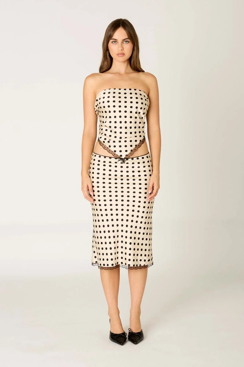 Satin Polka Dot Bandeau Top - guttulla
