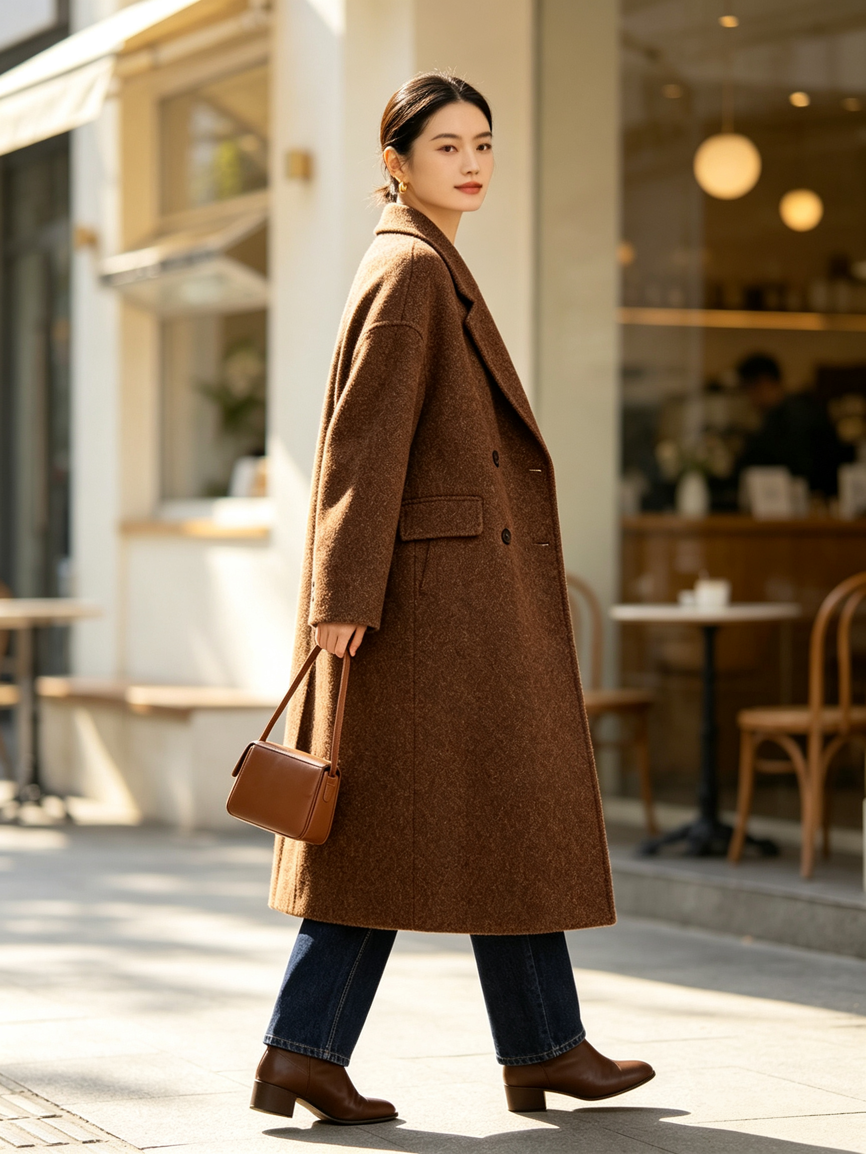 Oversized Tweed Long Coat