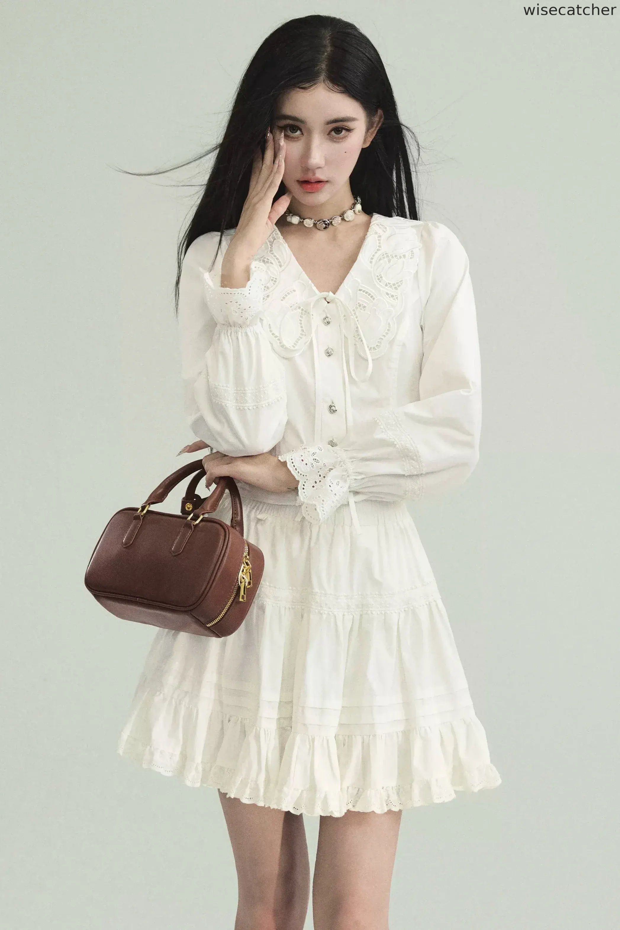 White Dove Lace Shirt Dress Set-Up - jugjet