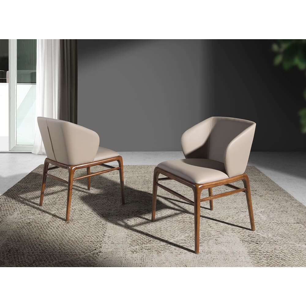 Chaise en simili cuir et effet bois noyer