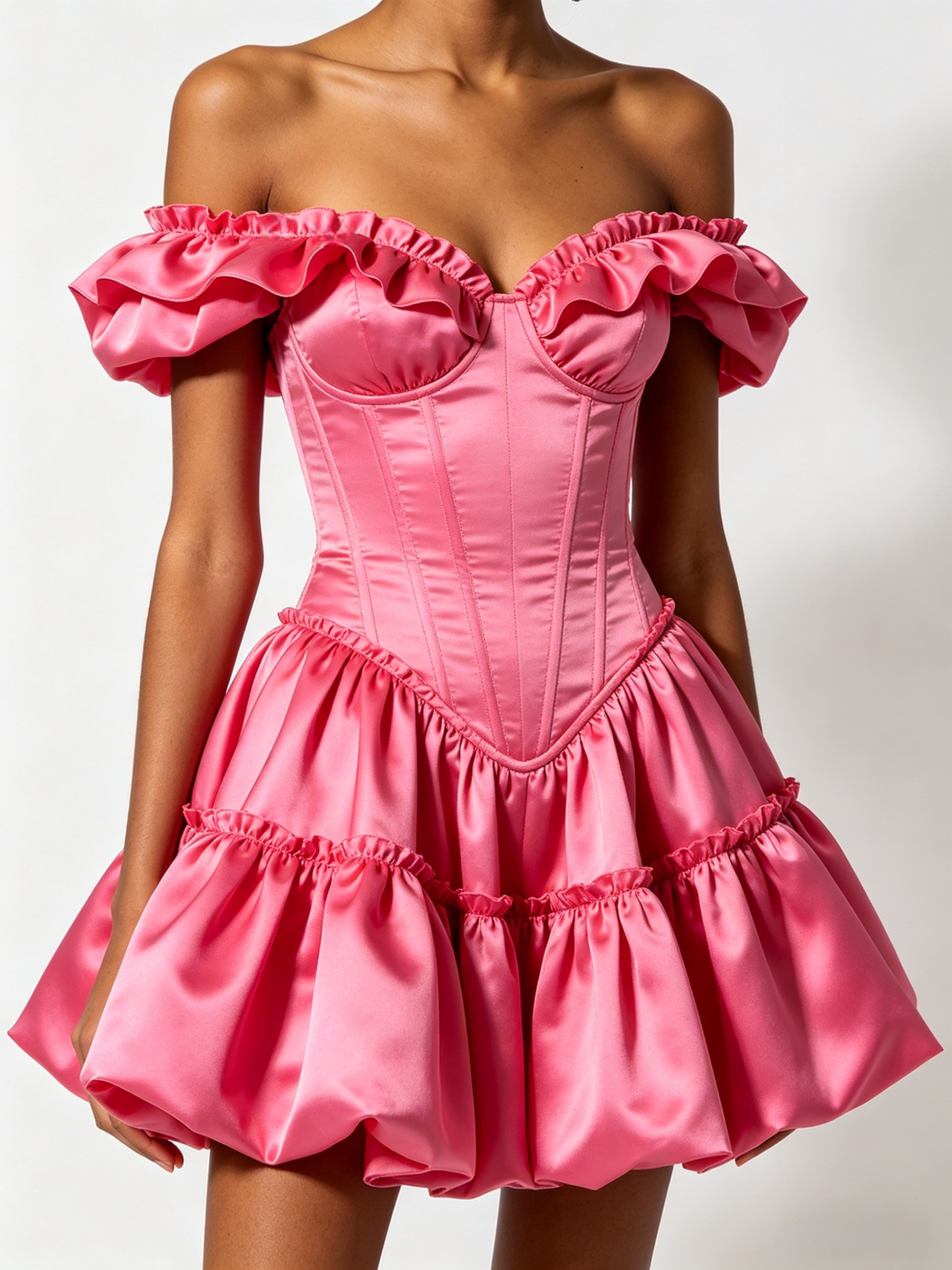 Pink Ruffled Corset Mini Dress