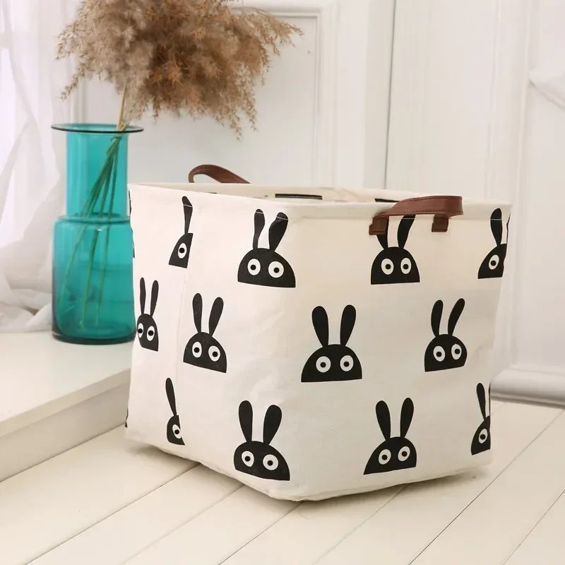 Cotton Linen Laundry Storage Basket
