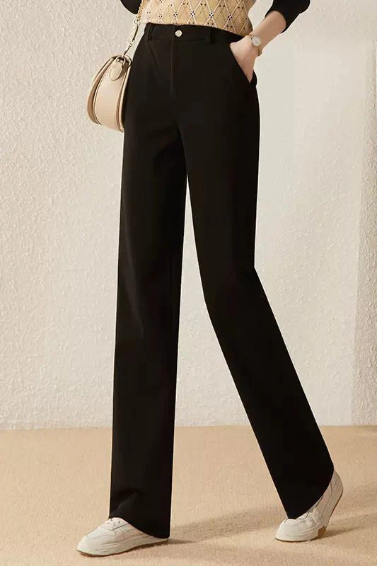 Casual Versatile Solid-Color Straight-Leg Pants - gazingly