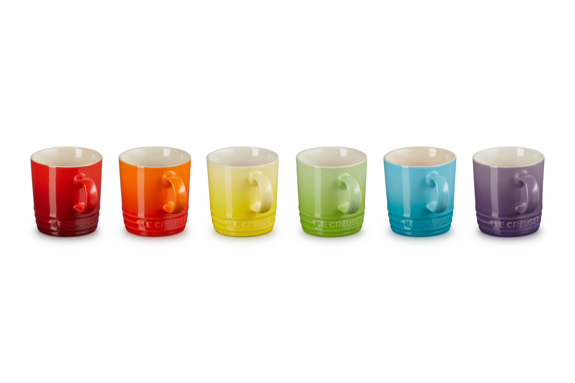 Stoneware Rainbow Set of 6 Espresso Mugs