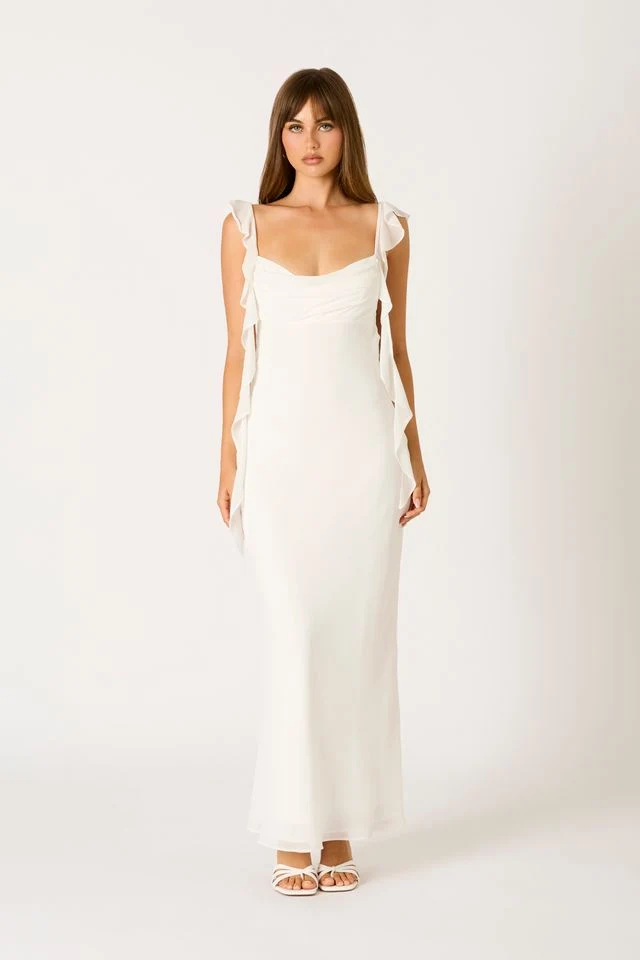 Waterfall Ruffle Maxi Dress - guttulla