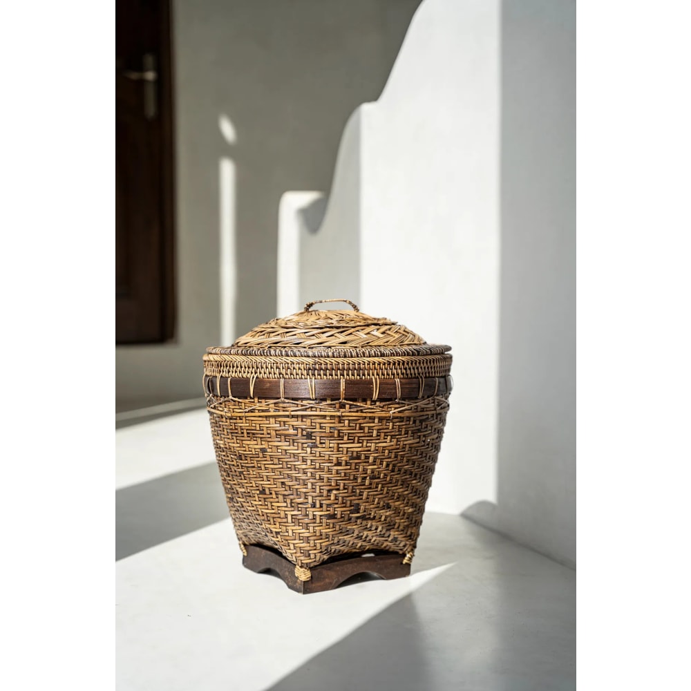 Colonial - Panier rotin marron 35x35x40cm