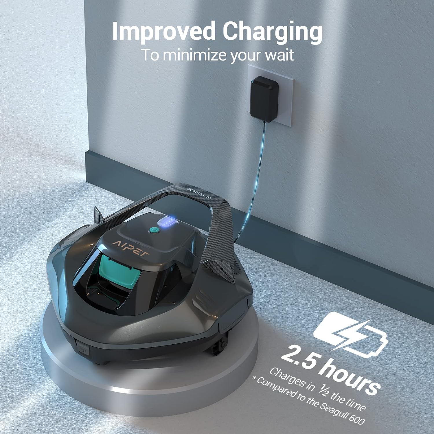 AIPER Pool Robot, Pool Vacuum with 90 Minutes Runtime, Pool Cleaner with Dual Drive Motor, Cordless, Ideal for Pools Under 80 Square Meters