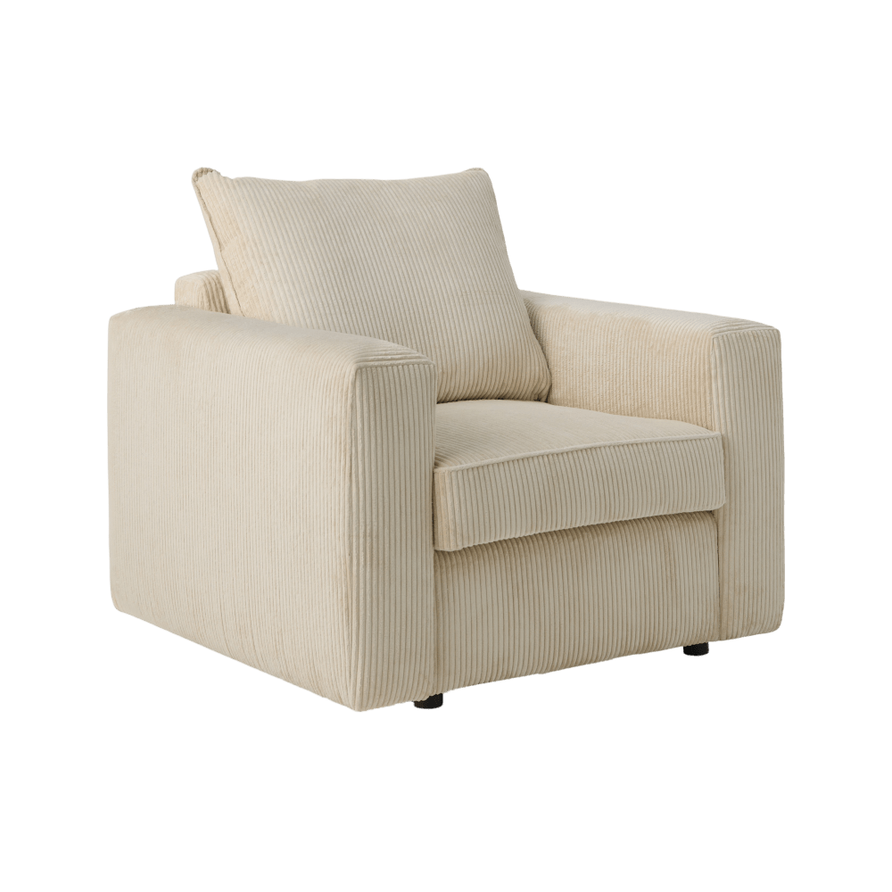 Otto - Fauteuil en velours côtelé beige