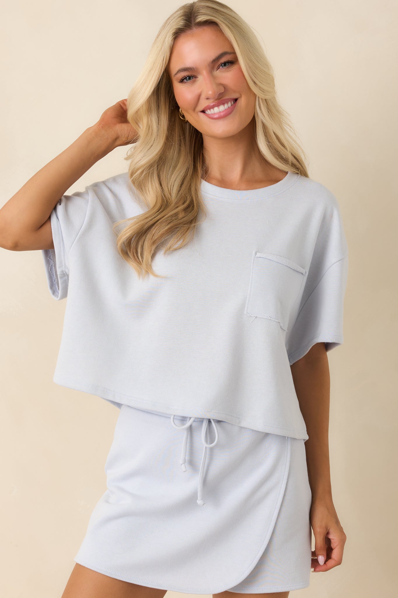 The Fun Part Light Blue Cropped Tee - gazingly