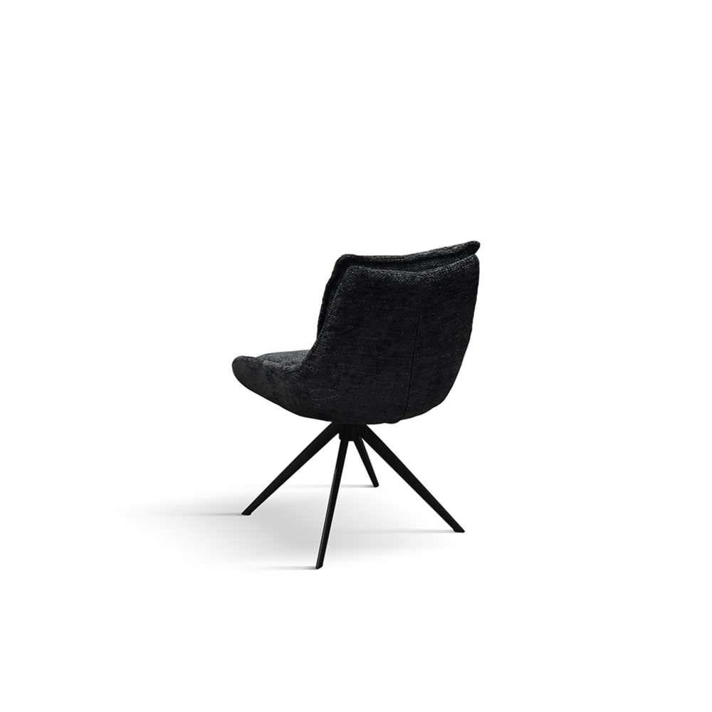Zermatt - Ensemble de 2 chaises en tissu noir et pieds en métal anthracite