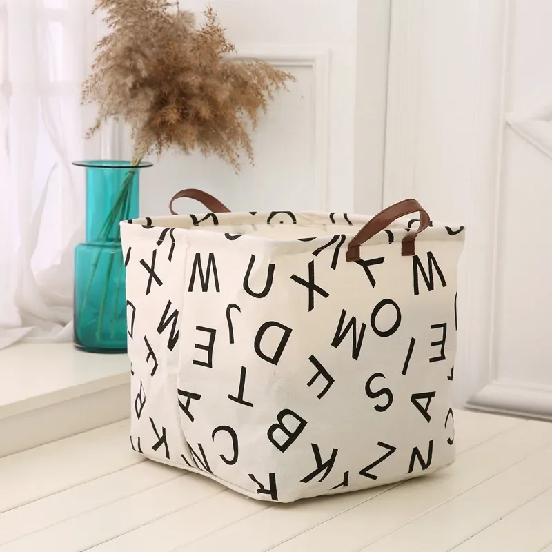 Cotton Linen Laundry Storage Basket