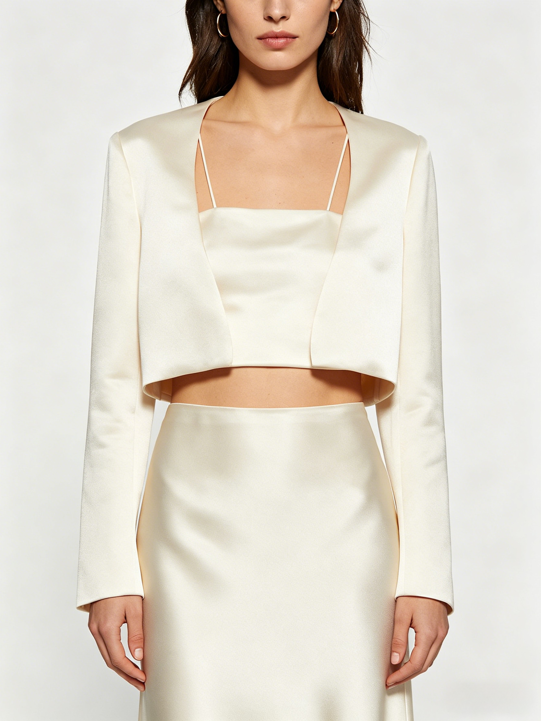 Cropped Jacket Spaghetti Strap Midi Dress Set