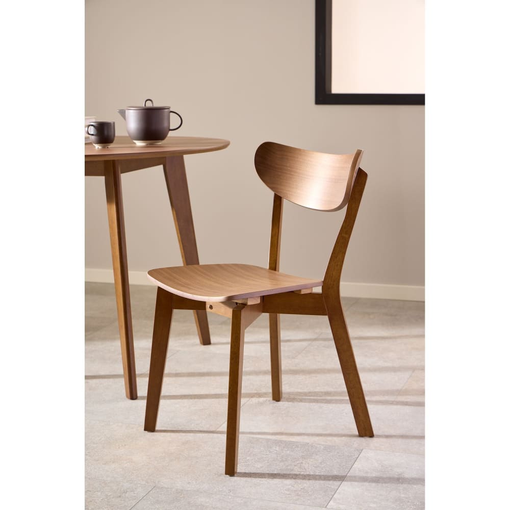 Suzanne - Lot de 2 chaises rétro en bois effet noyer Marron