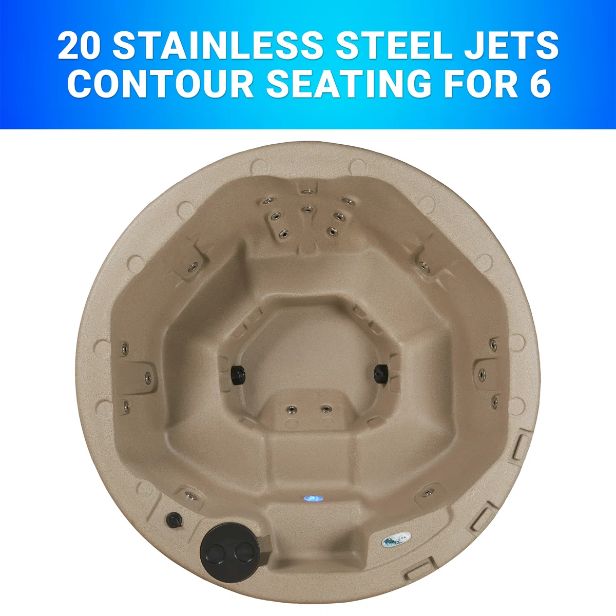 Outback® 6-Person Plug and Play Hot Tub Spa with Stainless Steel Heater and Hydrotherapy Jets, Digital Control, LED Lighting, Insulated Cover Included