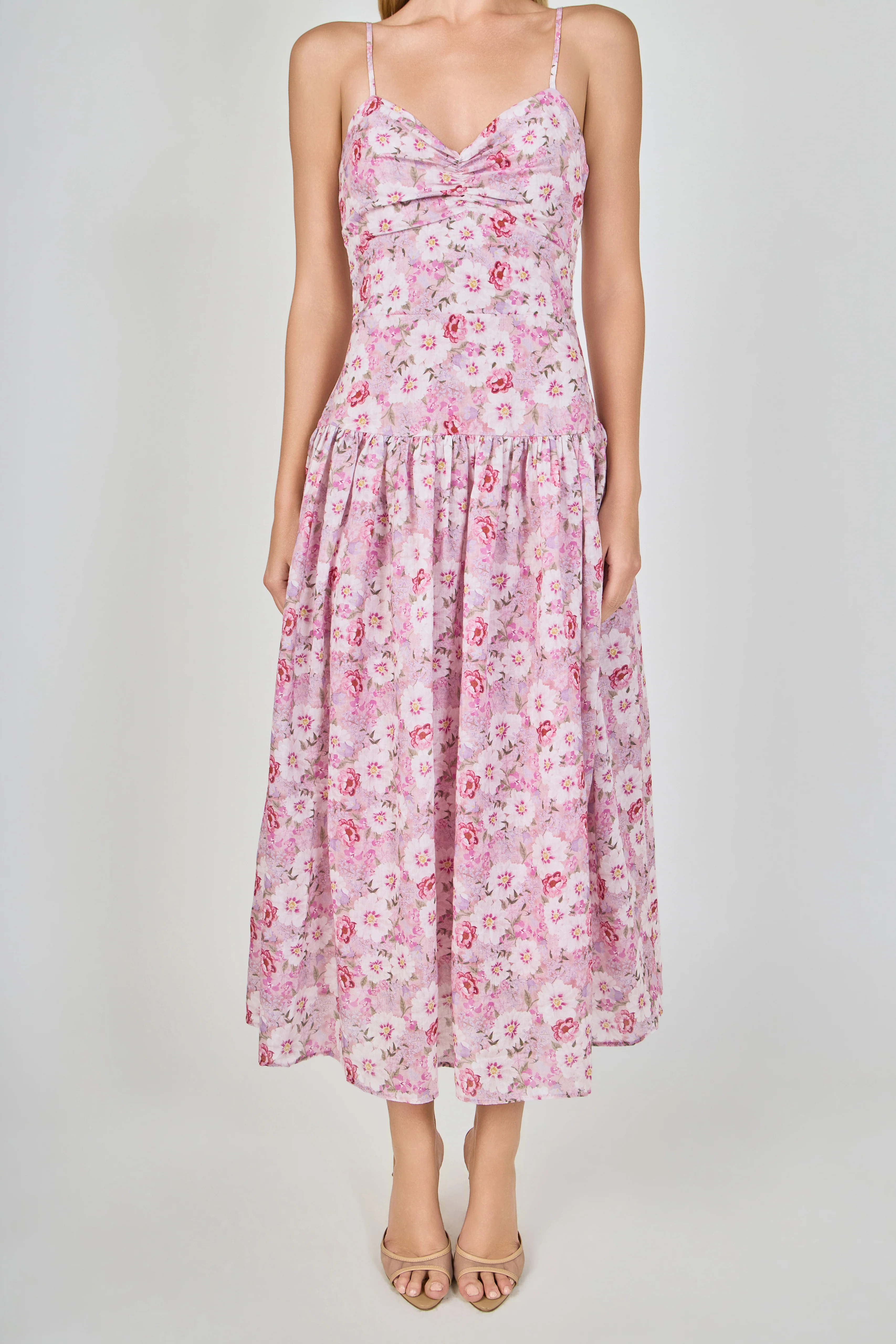 Floral Drop Waist Maxi Dress - vipsense