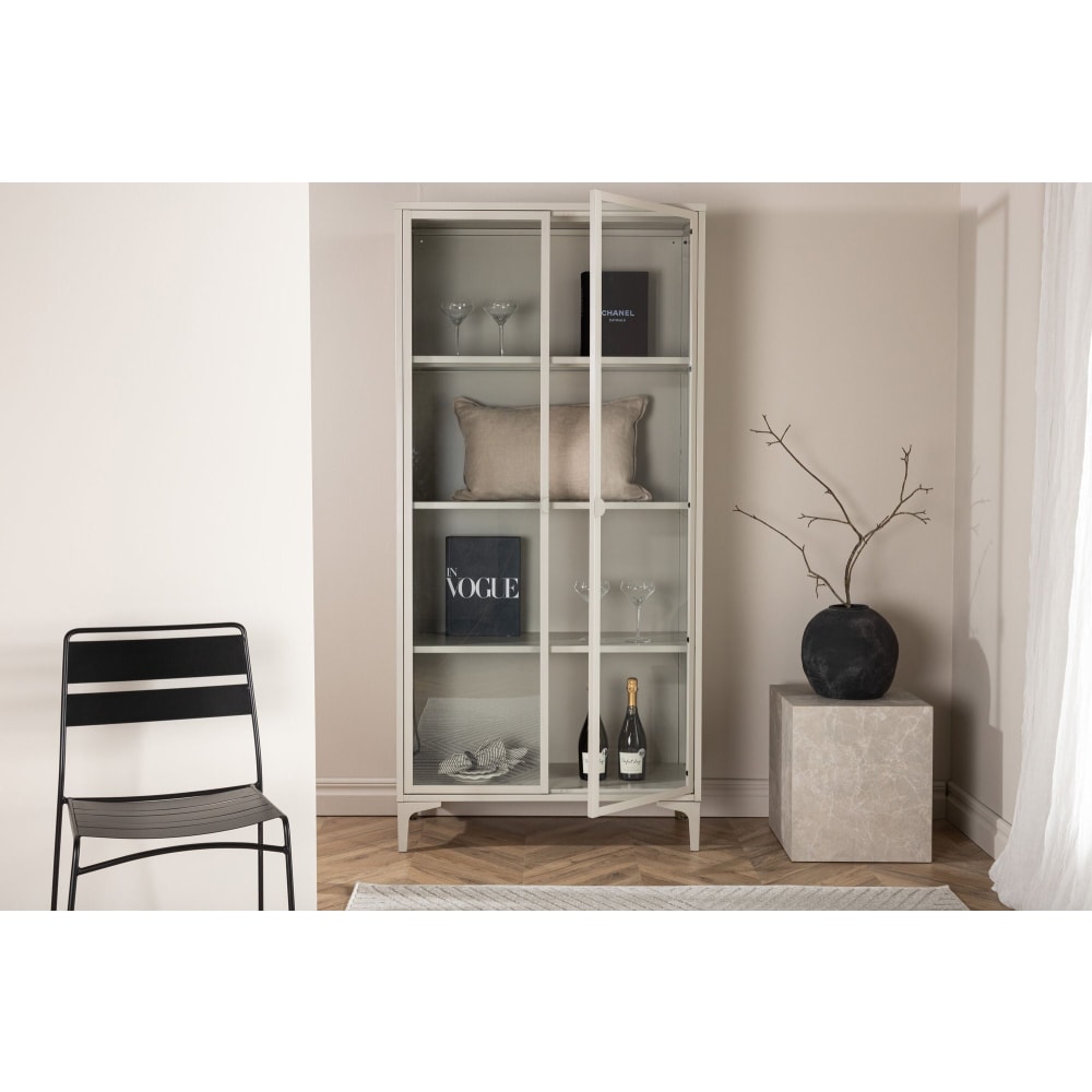 Piring - Buffet haut avec portes vitrées en métal 190cm DIDI métal + verre