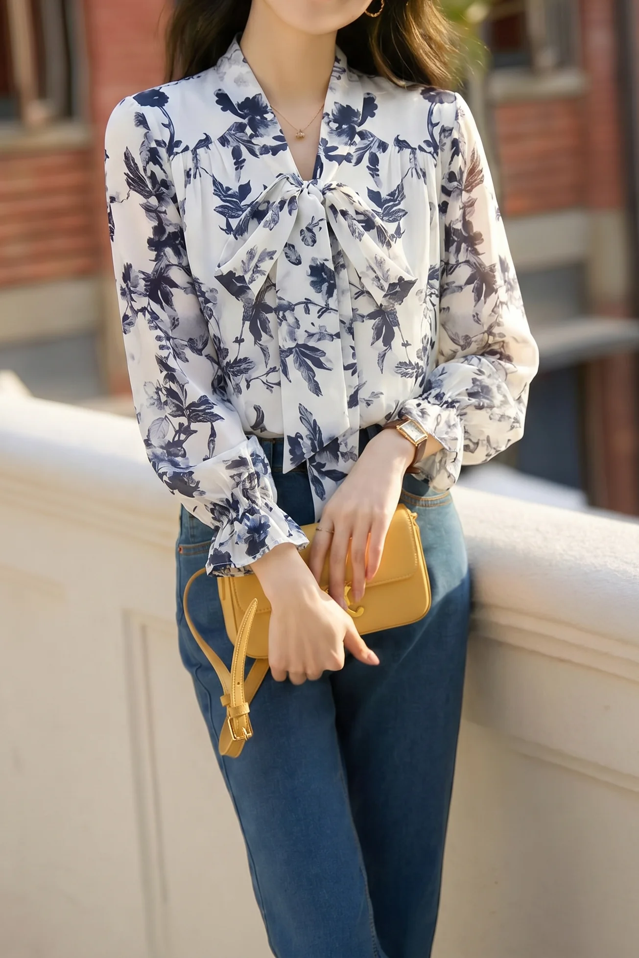 Elegant Retro Floral Tie Shirt - gazingly