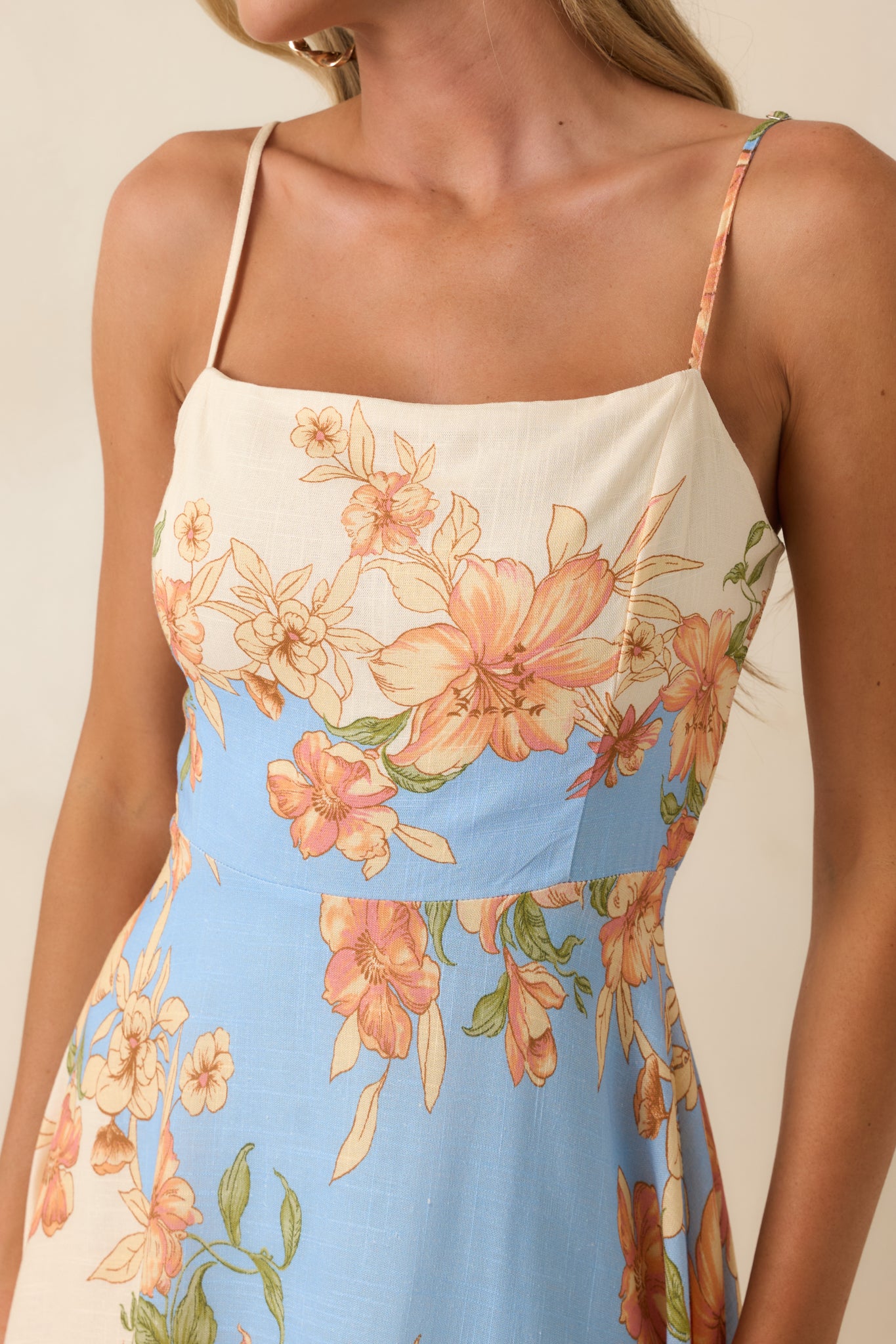 What a Lovely Thought Light Blue & Ivory Floral Maxi Dress - gazingly
