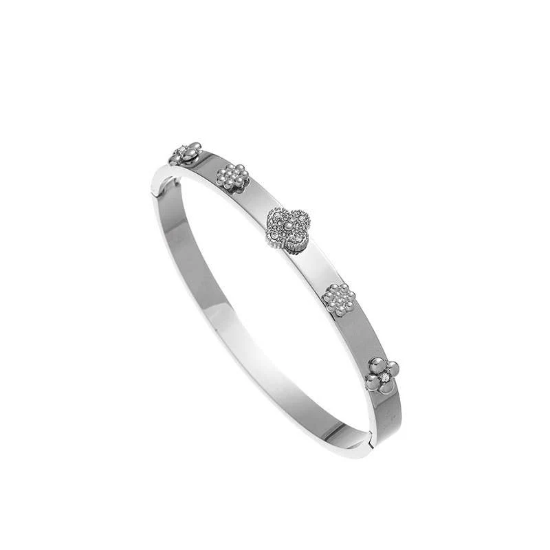 18K Non-Tarnish Stainless Steek Bangle - Silver
