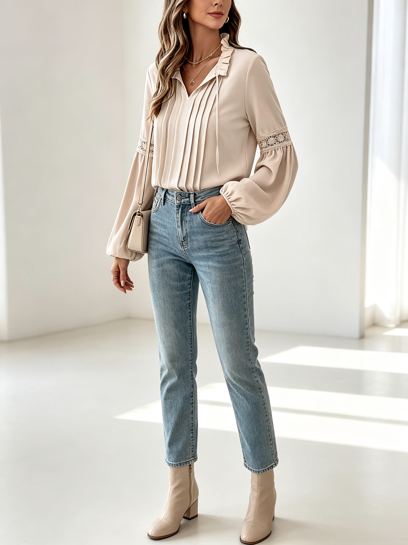 Solid Casual Loose Blouse for Women – Vintage Oversized Shirt, Elegant Autumn Fashion Top