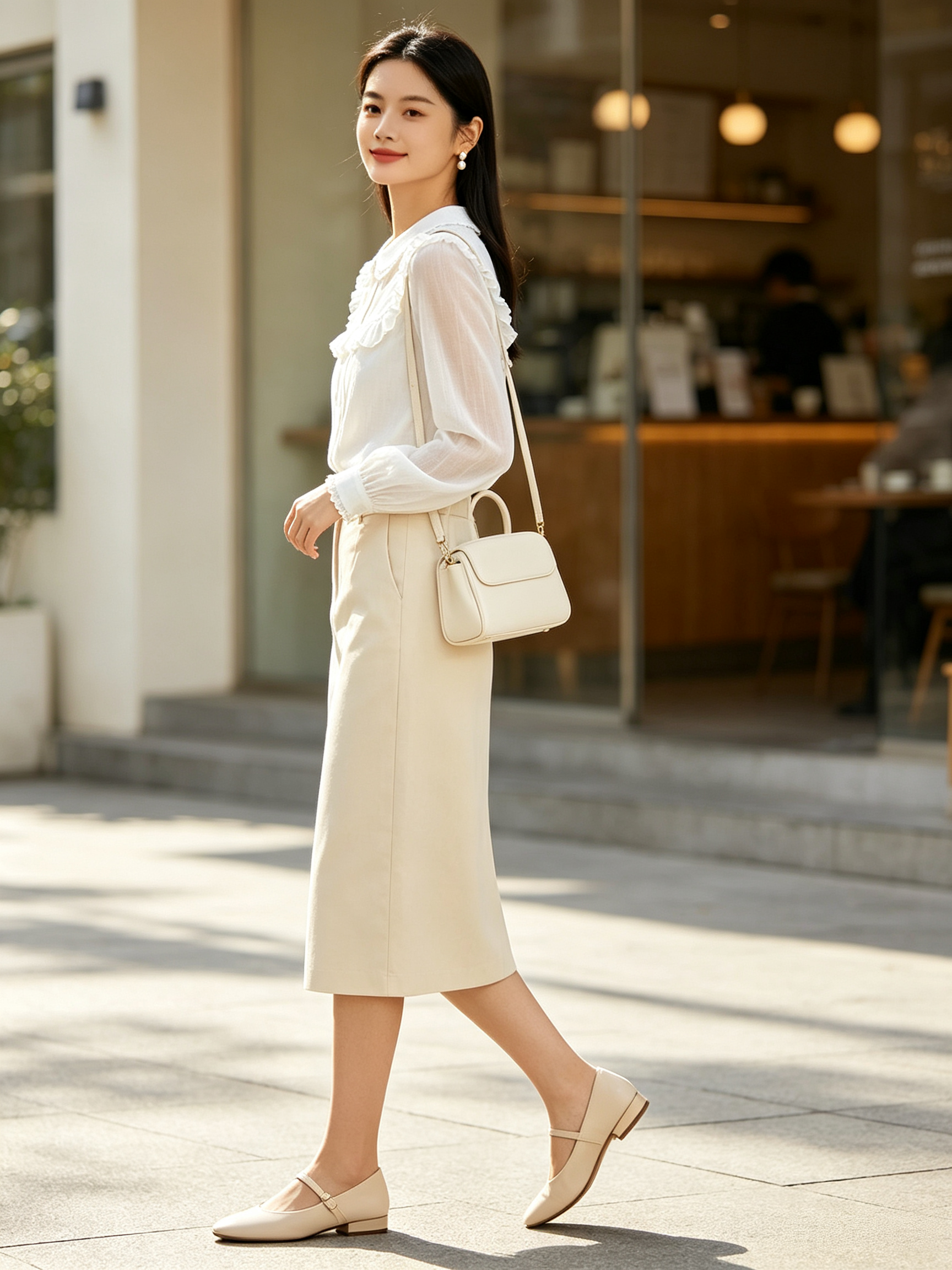 Ruffled See-Through Split-Joint Long Sleeves Peter Pan Collar Blouses&shirts Tops