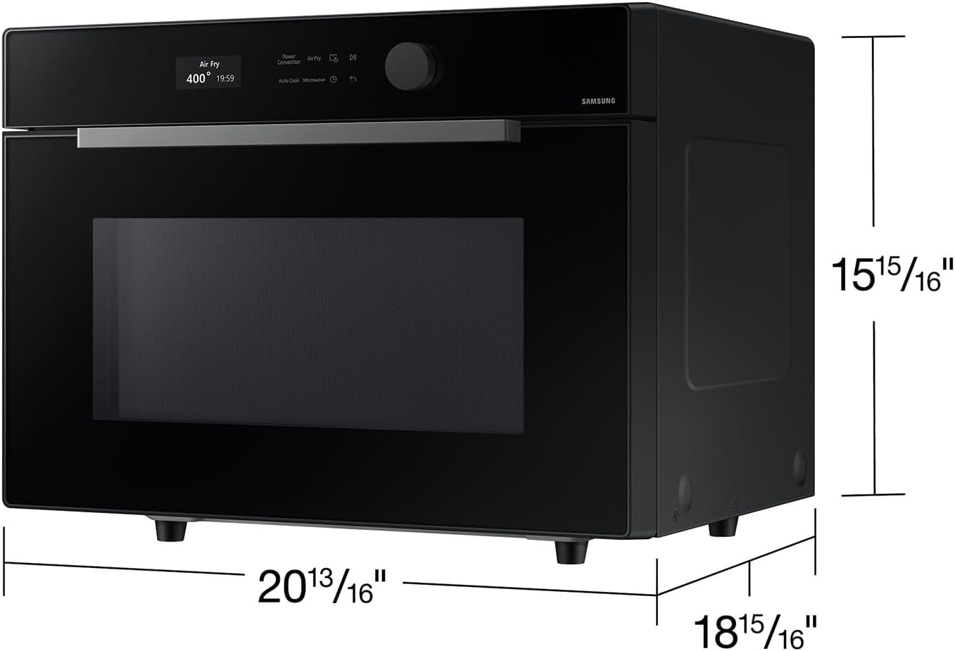 1.2 cu ft Countertop Microwave | Convection + Air Fry, Black Glass