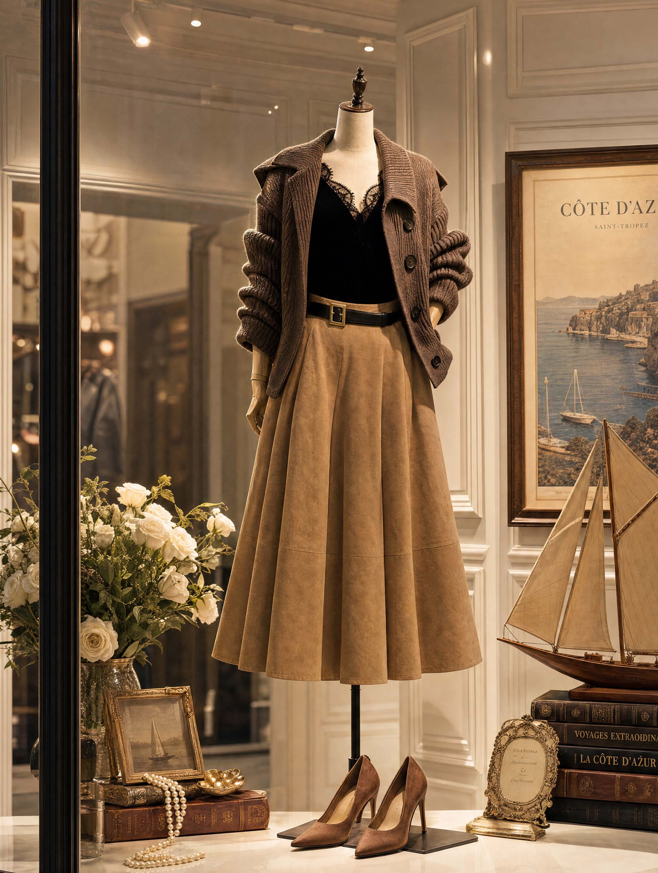 Suede Feel A‑Line Midi Skirt - jugjet