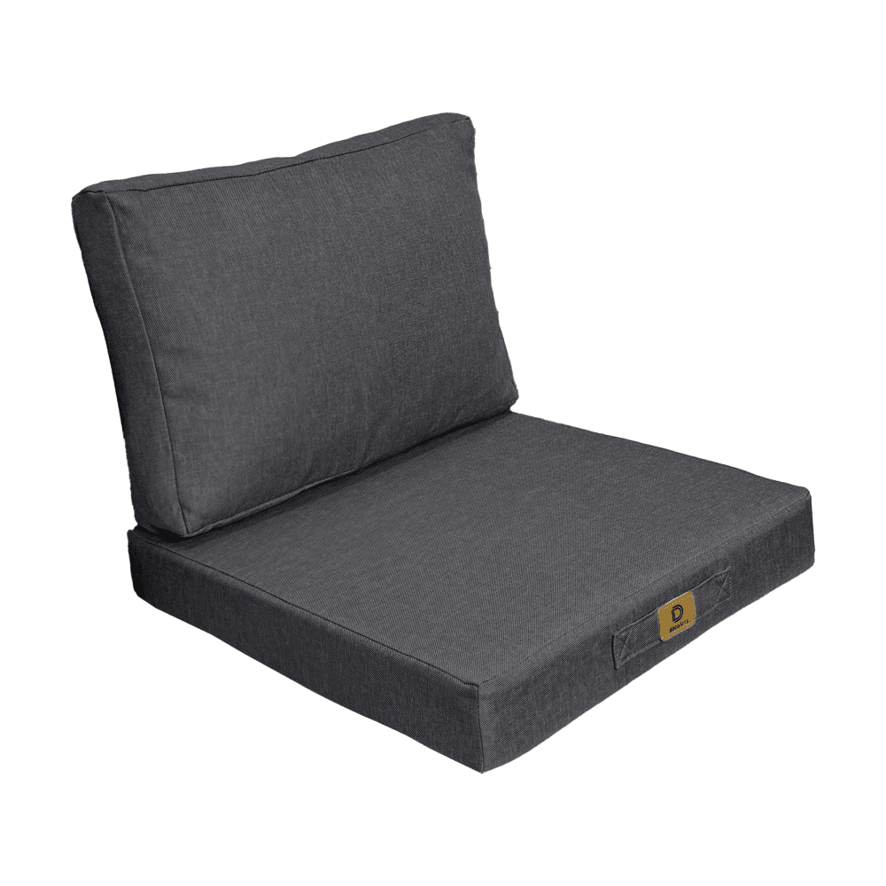 Solaris - Coussins pour fauteuil effet lin déhoussable 60x60cm gris chiné