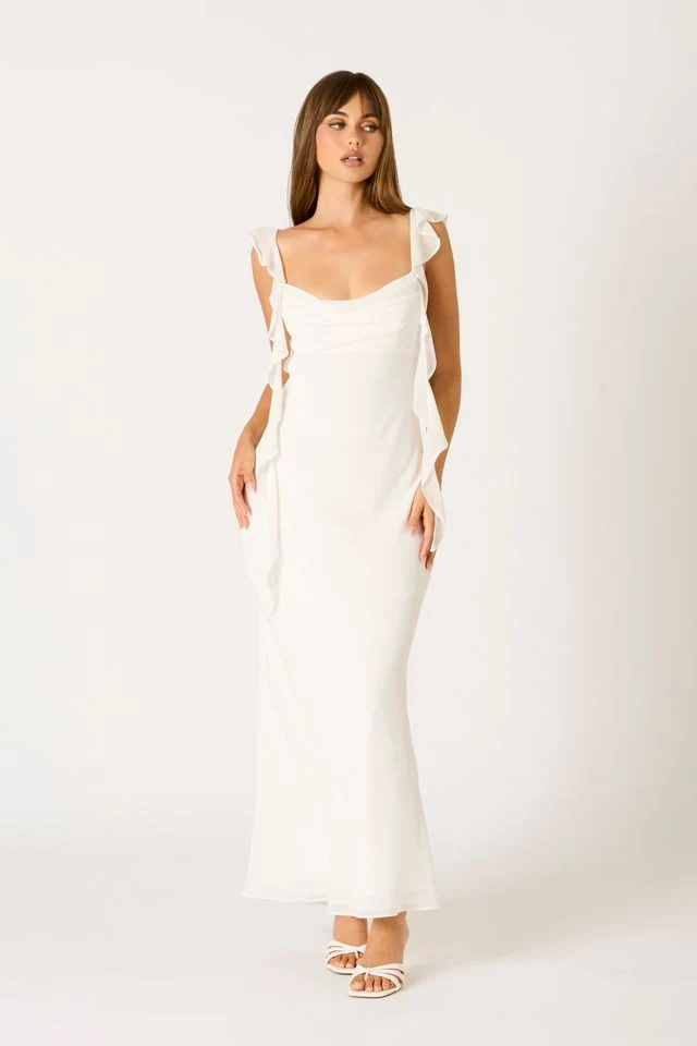 Waterfall Ruffle Maxi Dress - guttulla