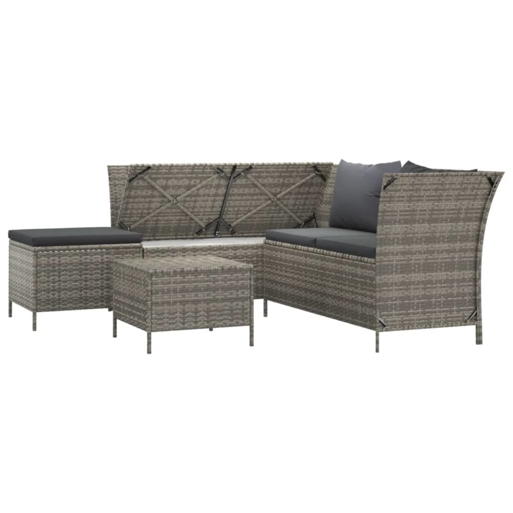 Salons de jardin - Salon de jardin meuble résine grise 110 x 58 x 72 cm