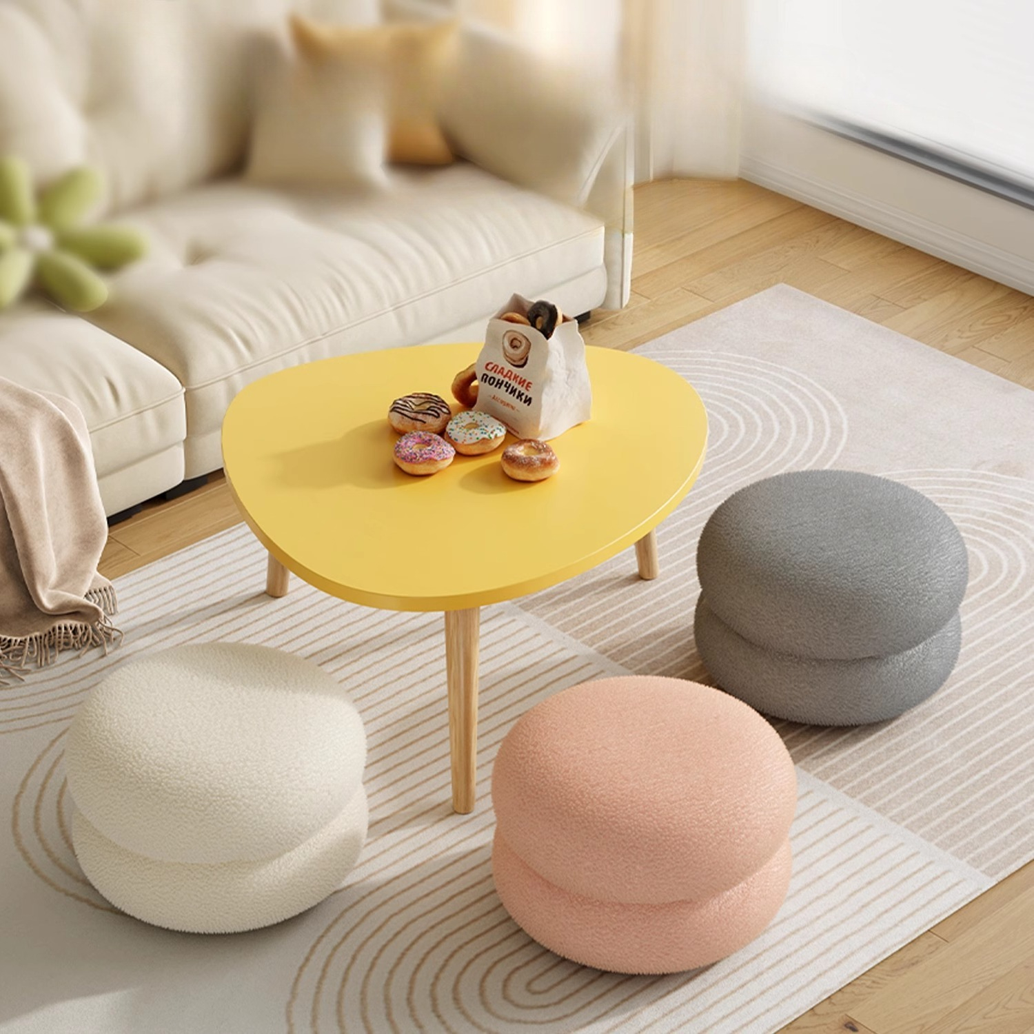 Velvet Padded Shoe Bench Stool
