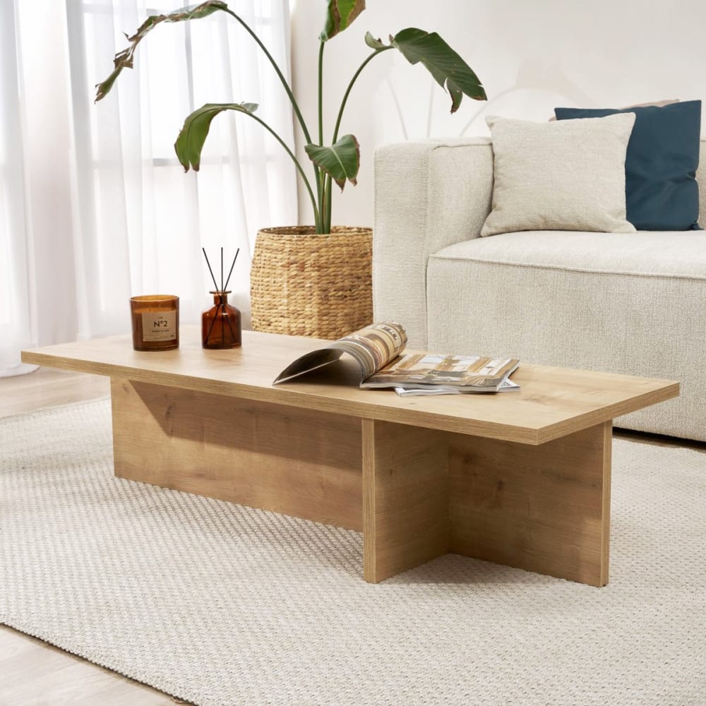 Arden - Table basse rectangulaire effet chêne clair 120 cm