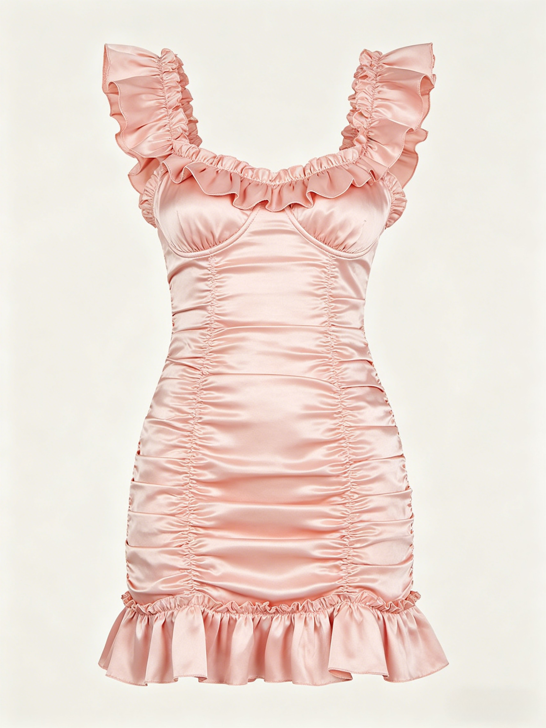 Pink Ruffled Corset Mini Dress