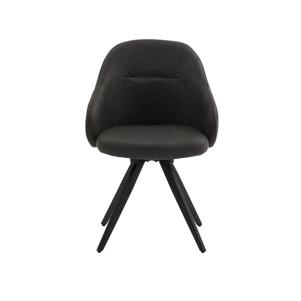 Covent - Ensemble de 4 chaises pivotantes en simili-cuir anthracite, pieds noir