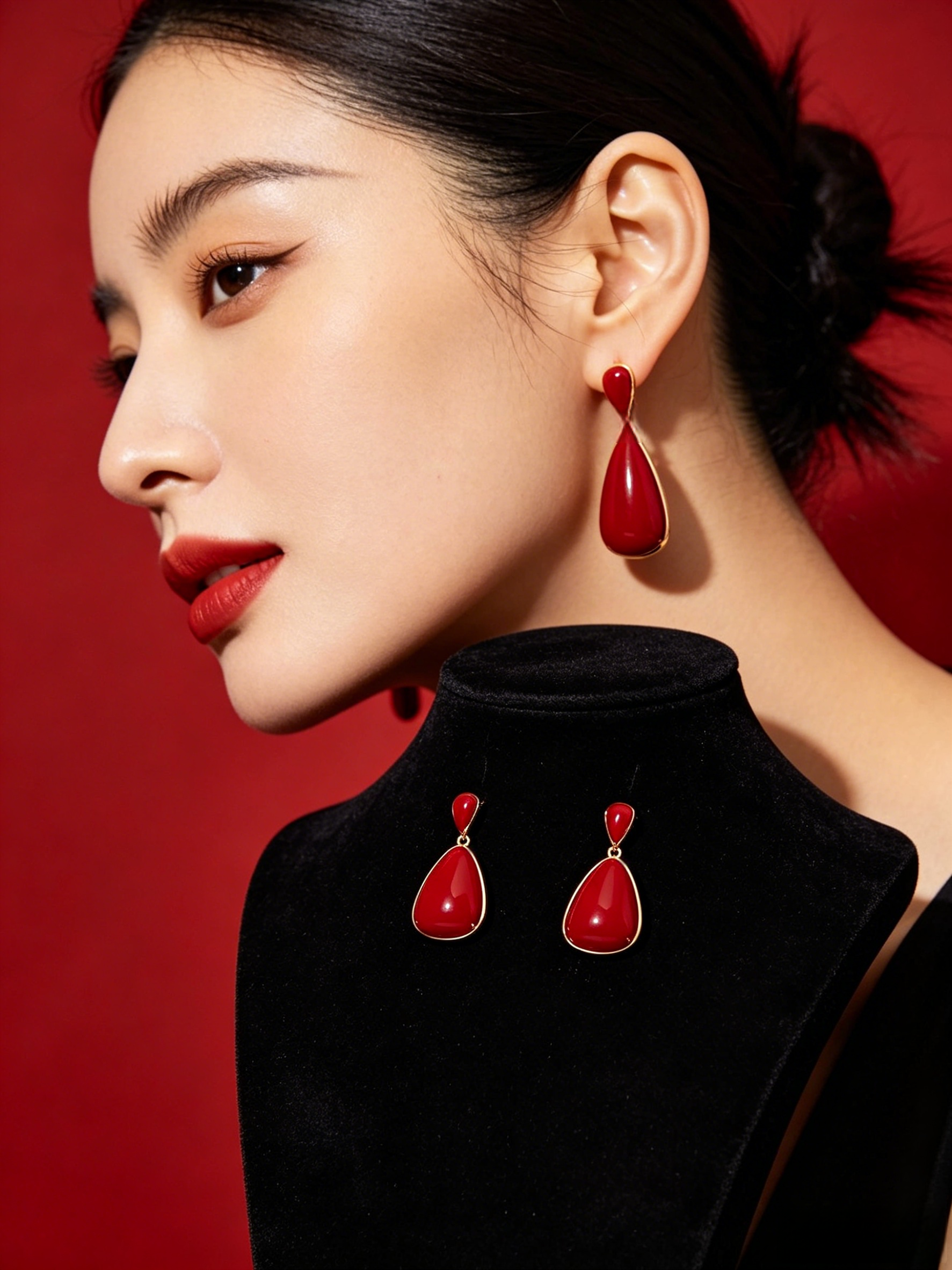 Earrings Silver / Red