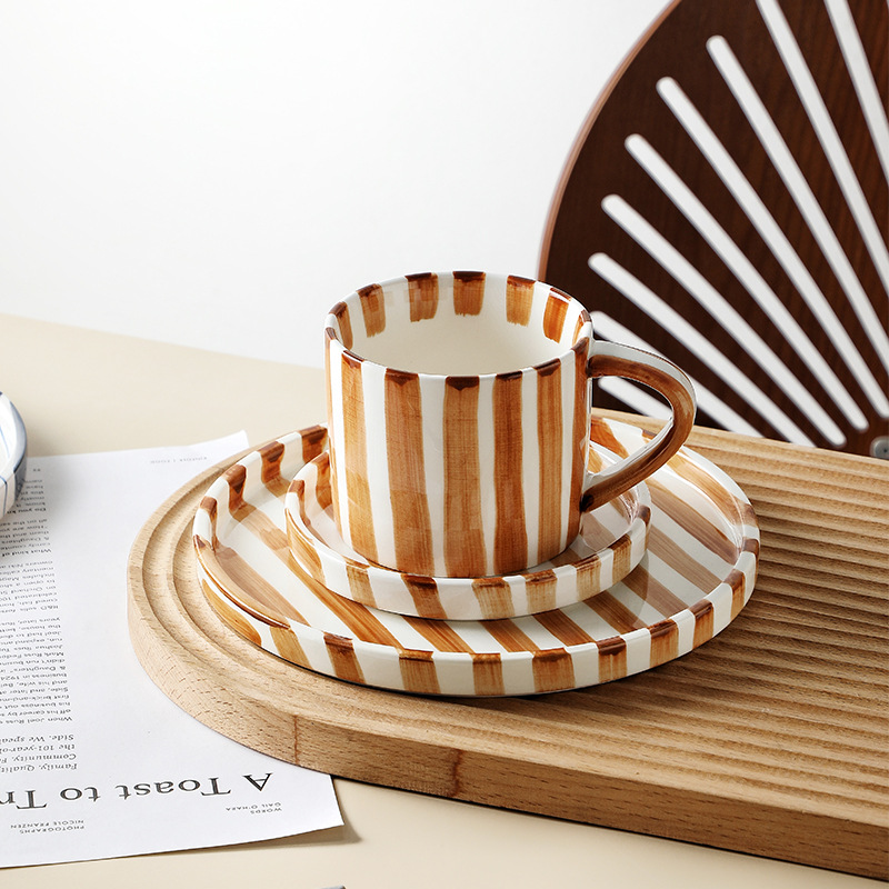Simple Striped Ceramic Teacup