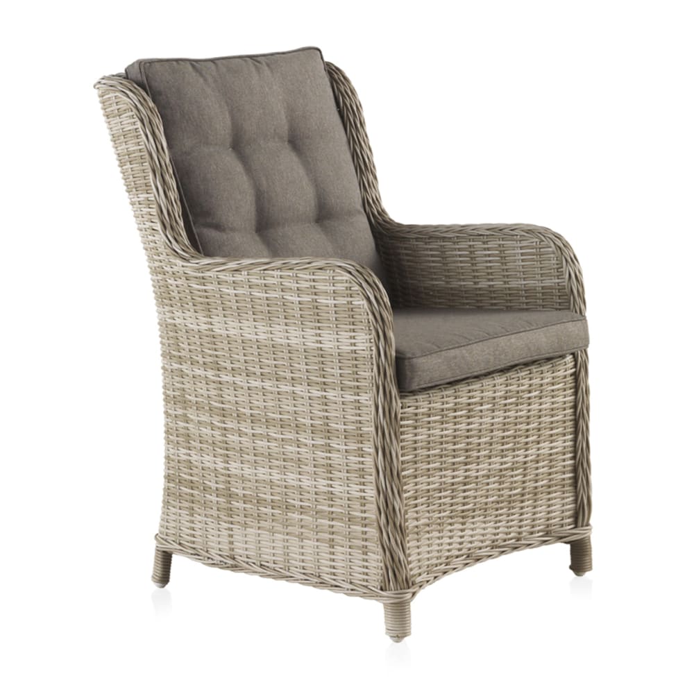 Wick - Fauteuil en aluminium et fibre marron clair et coussins marron clair