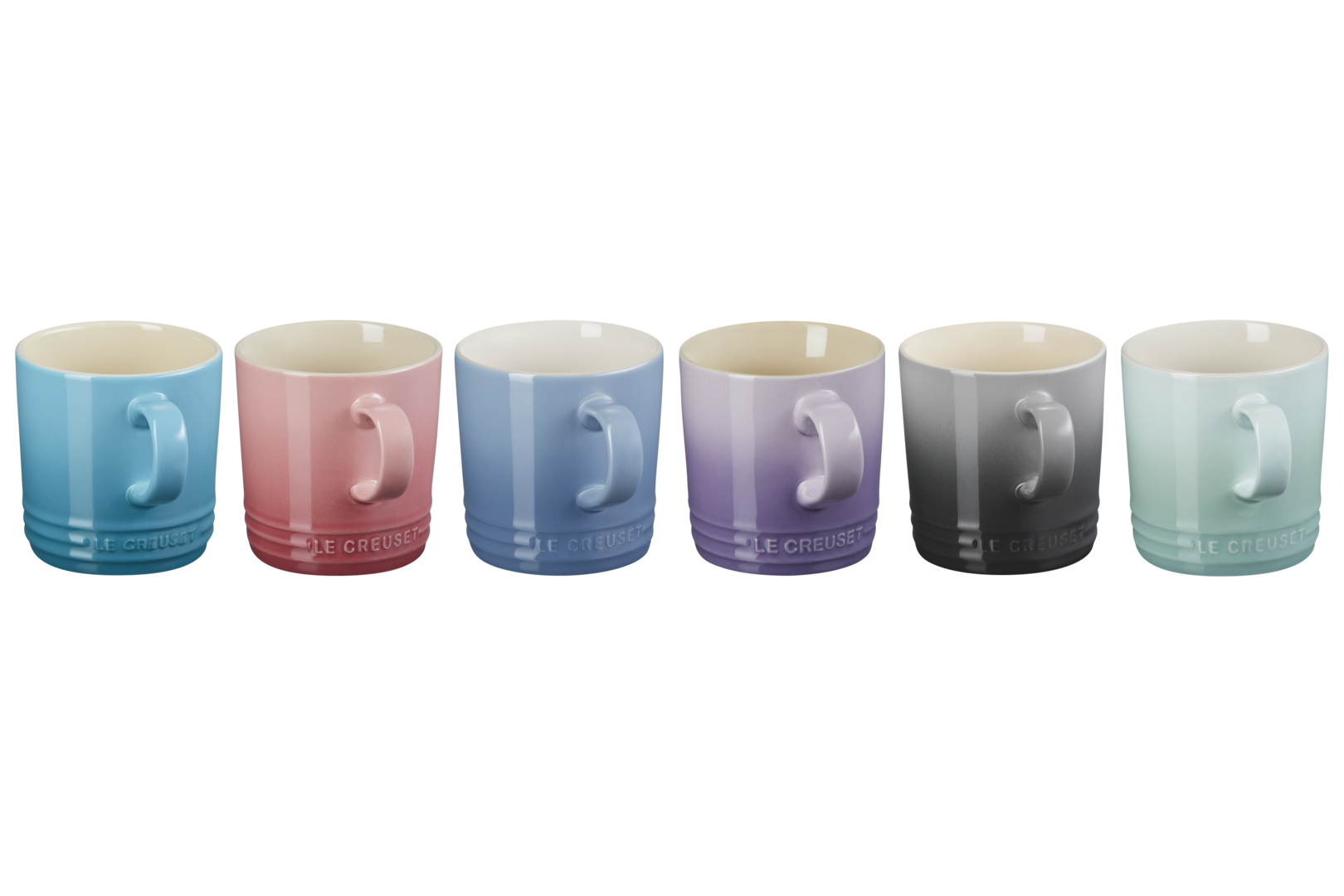 Stoneware Pastel Set of 6 Mugs