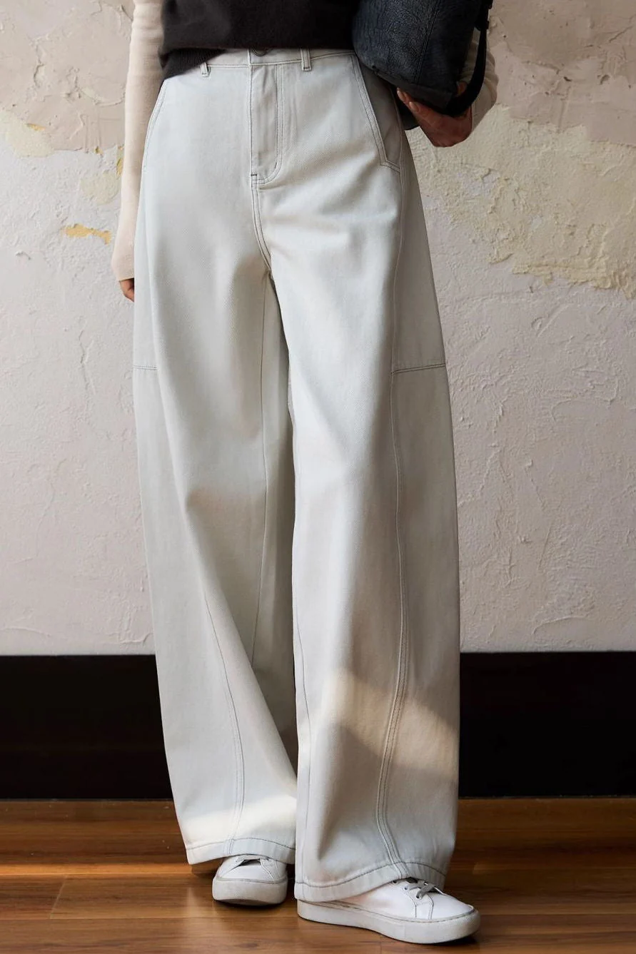 Fashionable casual high-waisted wide-leg jeans - gazingly