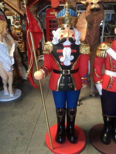 6' Nutcracker Soldier With Flag Life Size Christmas Statue