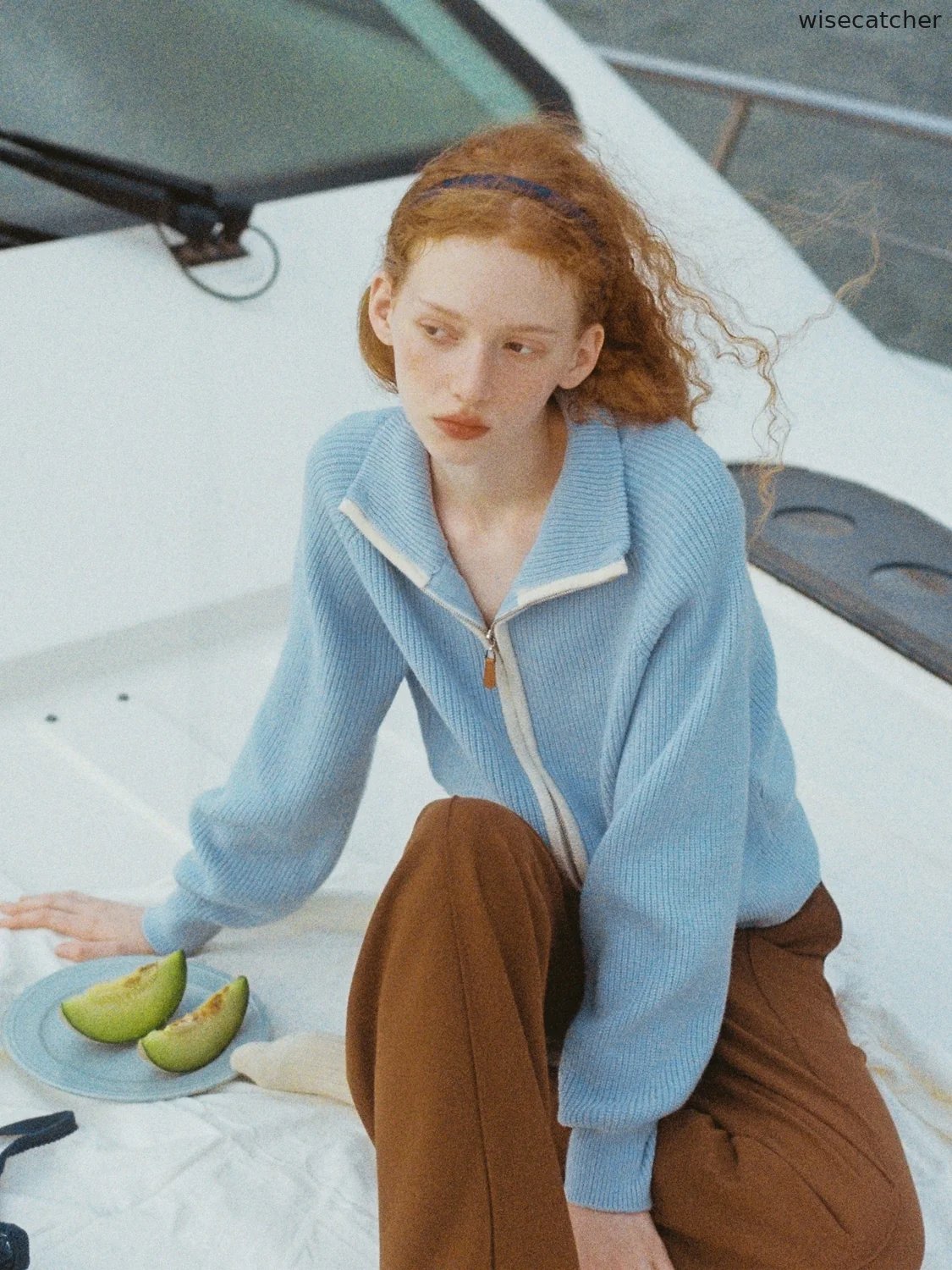 Retro lapel zip knit jacket - jugjet
