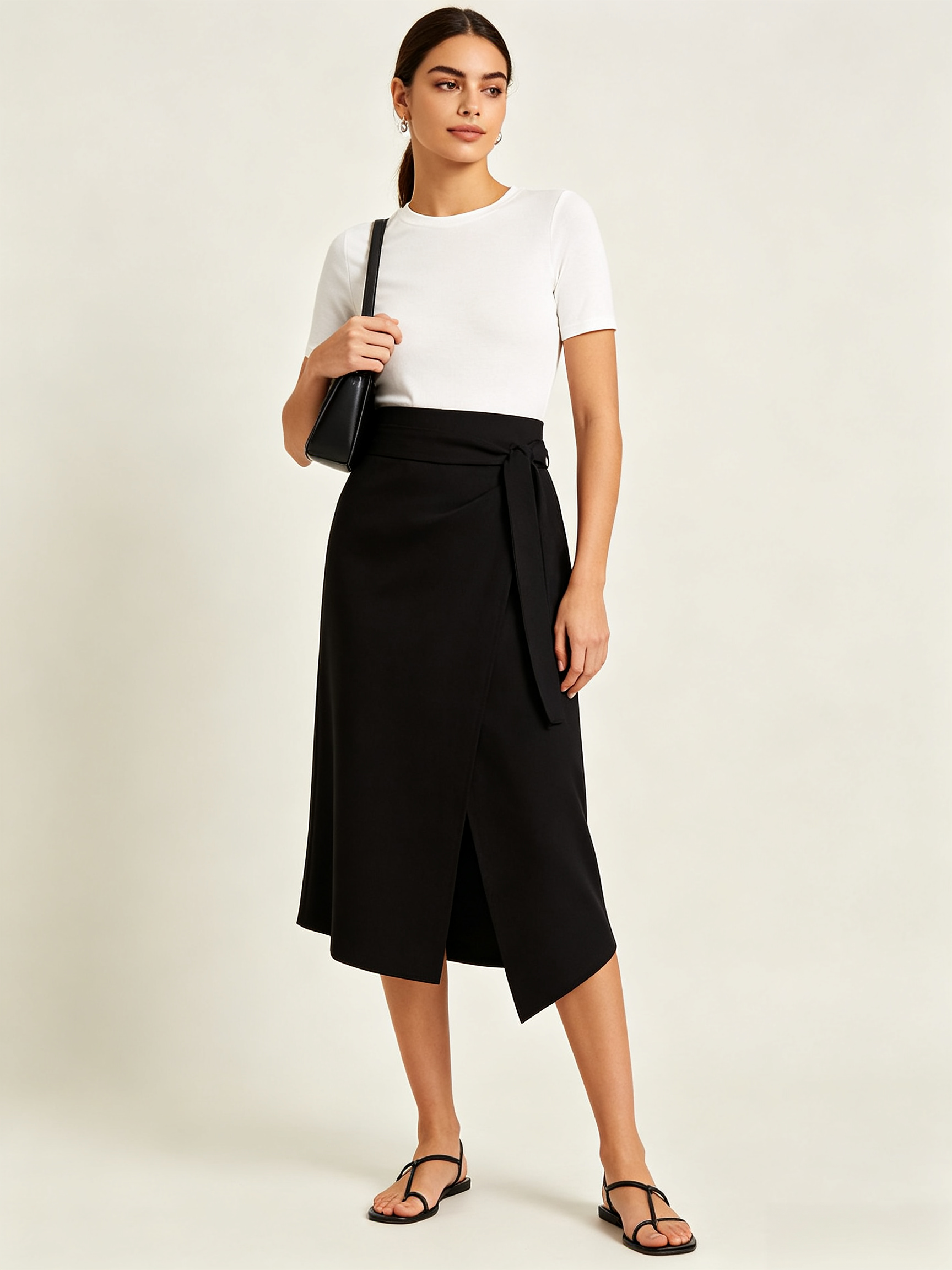 Irregular Package Belted Midi Skirt