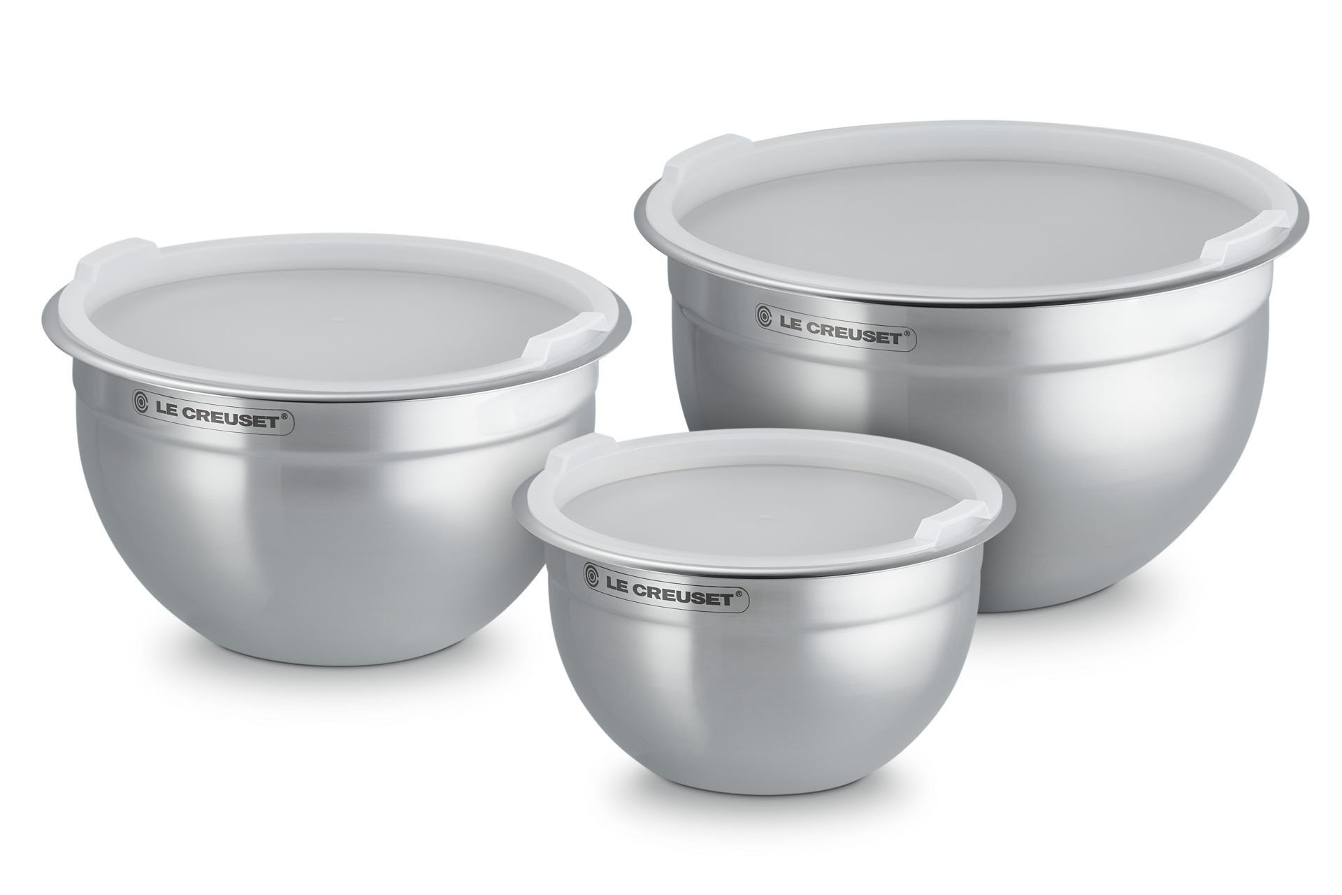 Set of 3 Stainless Steel Mixing Bowls with Lids